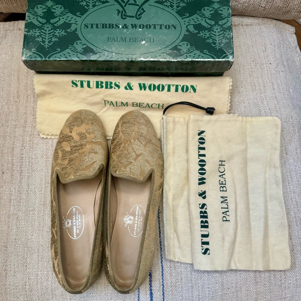 STUBBS & WOOTTON Gold Brocade Shoes